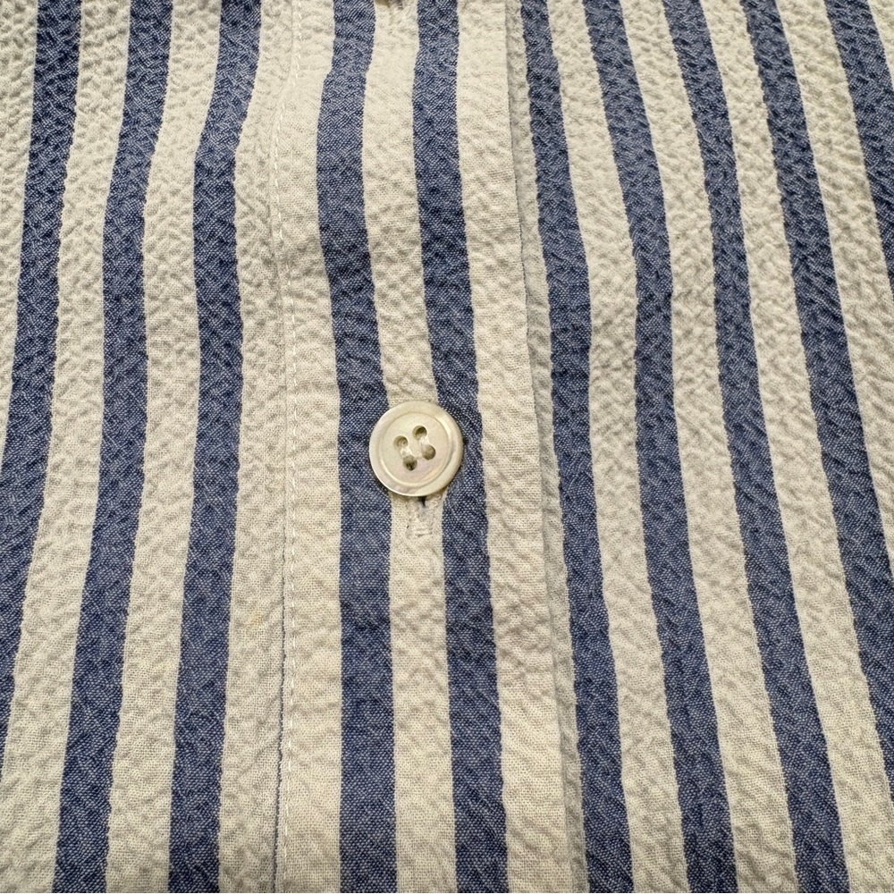 🌟VERONICA BEARD🌟 JEANS CALISTO STRIPED SEERSUCKER BLOUSE BLUE / WHITE M - Picture 6 of 10